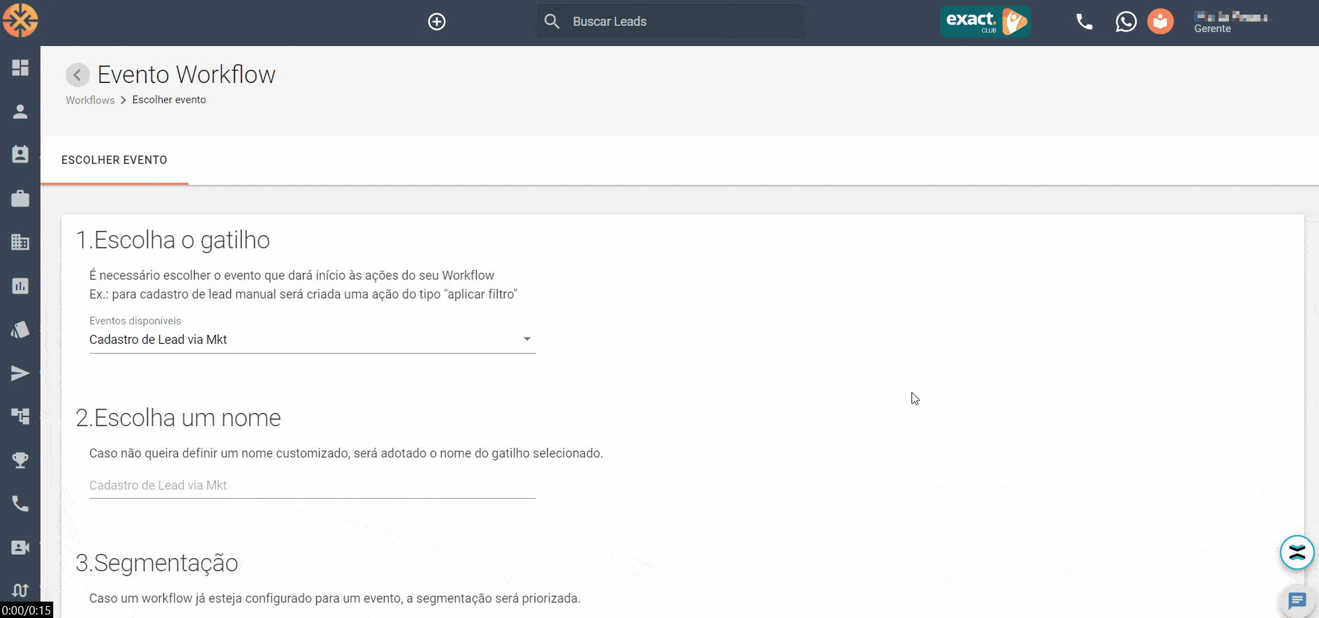 workflow para o roteiro de vendas